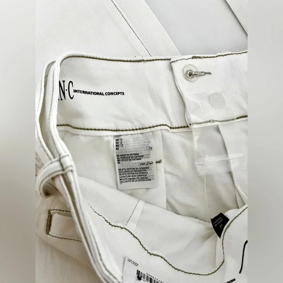 INC INTERNATIONAL CONCEPTS TIE-WAIST CULOTTE PANTS, WHITE, Size 12 - Picture 12 of 13